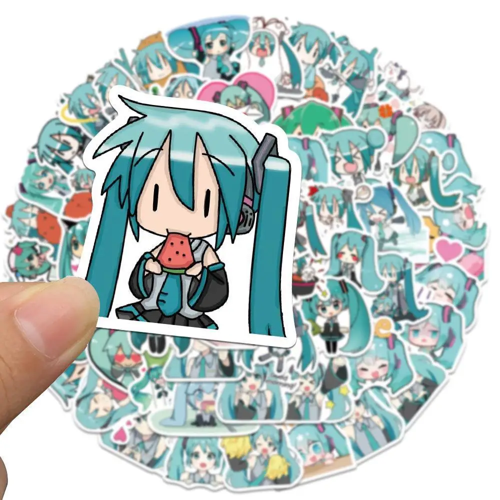 10/65Pcs Funny Hatsune Miku Anime Stickers Skateboard Graffiti Luggage Laptop Bicycle Suitcase Phone Cartoon Kawaii Stickers Toy