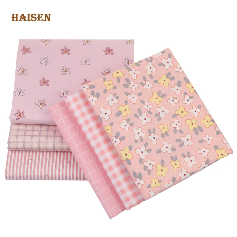 Printed Twill Cotton Fabric,Pink Geometry Cloth,Patchwork Set ,​DIY Baby Child\'s Sewing Quilting Handmade Home Textiles Material