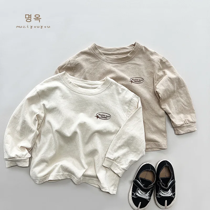 Long-sleeved T-shirt Base Shirt Boys Grils Children Spring Autumn Korean Loose Casual Fashionable Personality