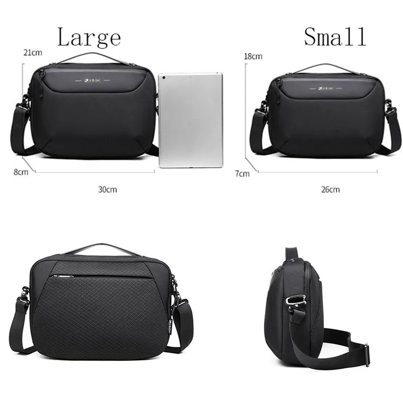 Bolso de hombro de marca para hombre, bandolera informal de negocios, clásico, negro