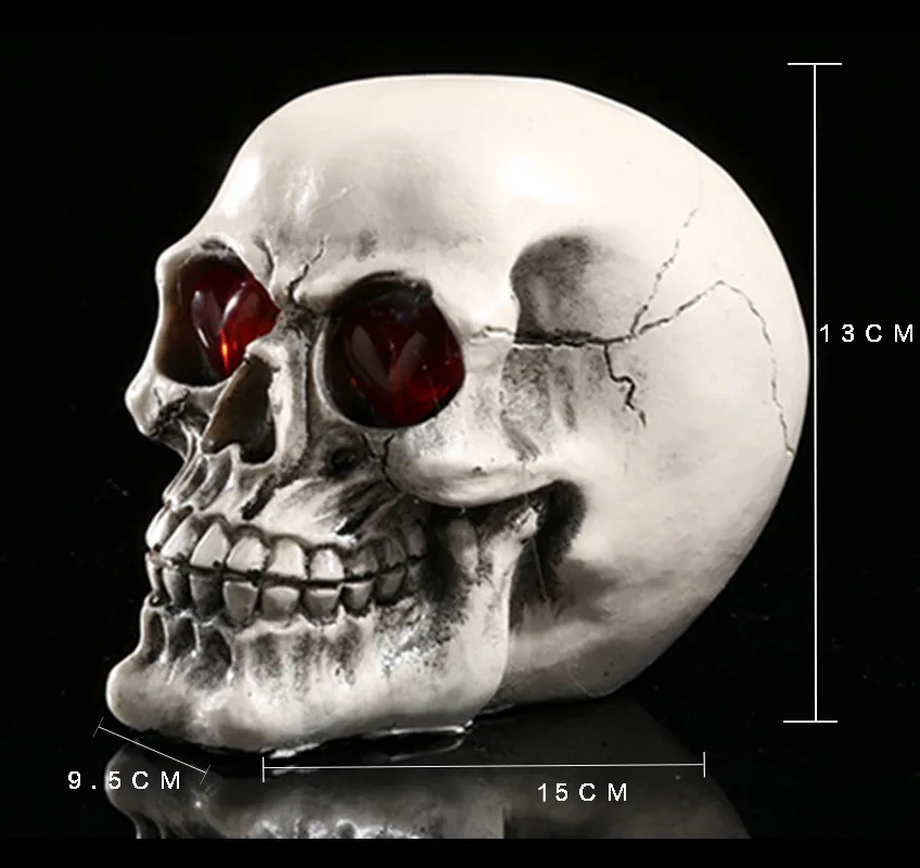 Resin skull Display LED Skull Crafts Personalized Office Decoration Halloween Decoration Teaching Skeleton Model Holidays Gifts