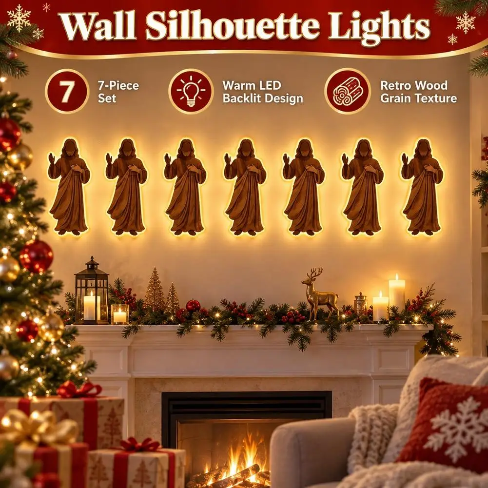 Snowman Glow Christmas Decor LED Light Up Glowing Angel Wall Stickers Outdoor Festive Lighting Holiday Wood Decor Gift ﻿