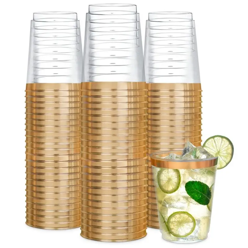 【ELEVATE LIFE】50Pcs Plastic Wine Cups Clear Disposable Wine Glasses,Plastic Wine Glasses,Clear Cocktail Glasses Disposable Cups