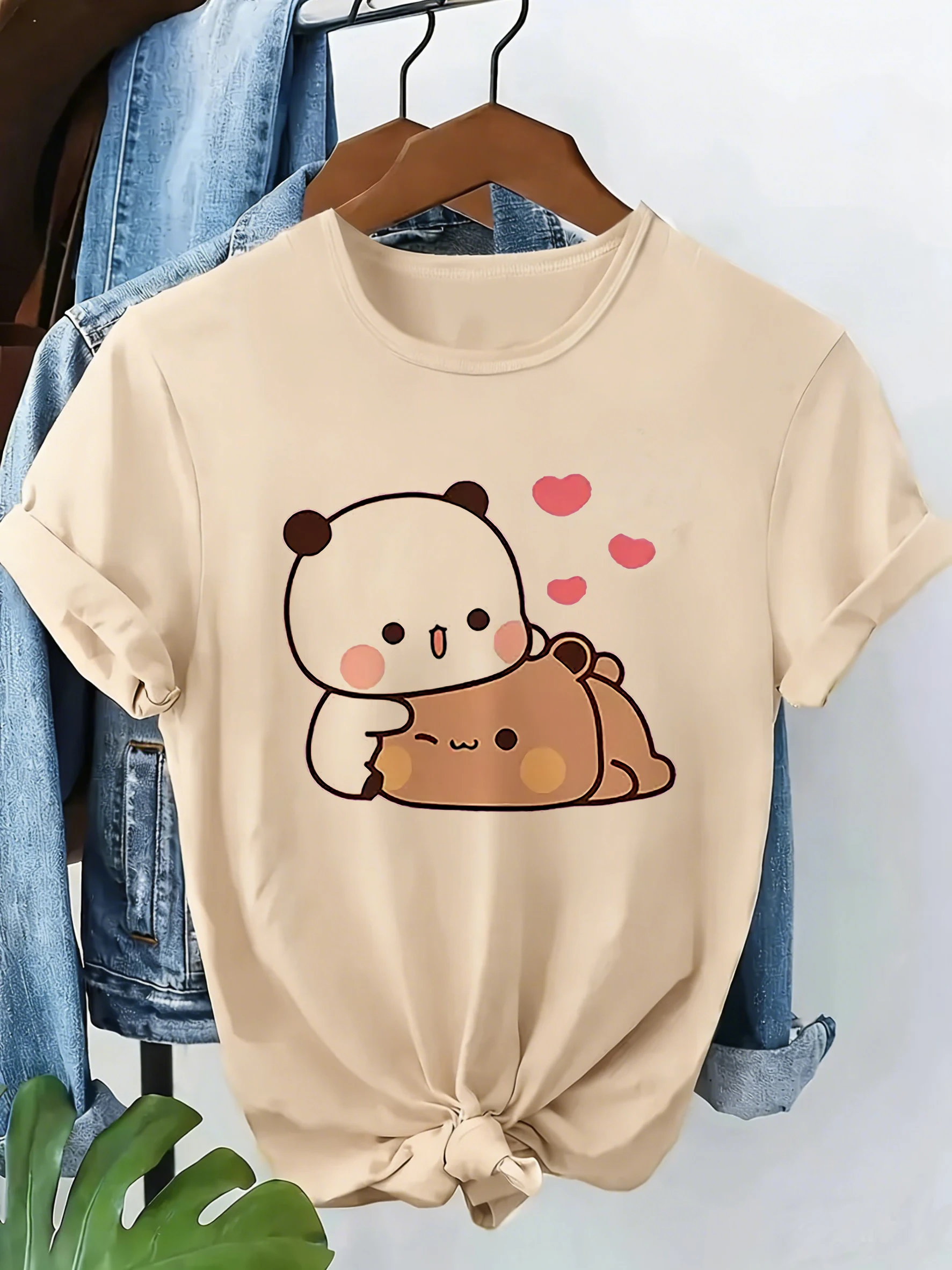 Funny Love Bubu and Dudu Funny Casual Y2k Fashion T-shirt Print Short Sleeve T Shirt Clothing Top Tee Summer Ladies Girls Shirt