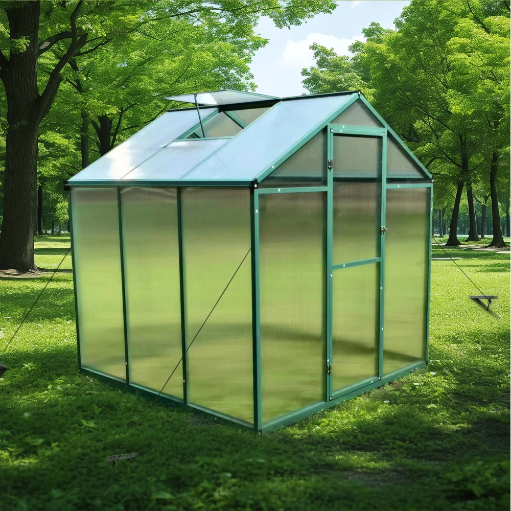 Newly marketed Gain height windproofaluminum greenhouse 6x6 FT Polycarbonate Greenhouse Raised Base and Anchor Aluminum Heavy