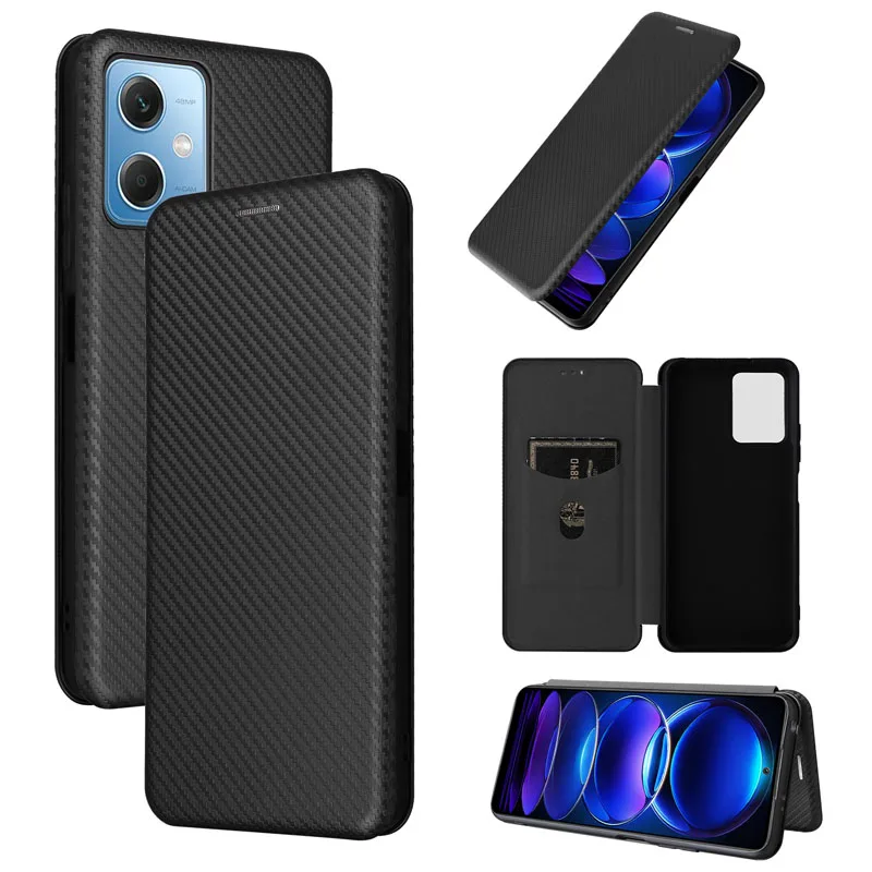 Koolstofvezel Flip Cover Lederen Portemonnee Boek Case Voor Xiaomi Redmi Note 14 13 Pro 12 11 11T 11S 10 Pro Case Magnetische Coque