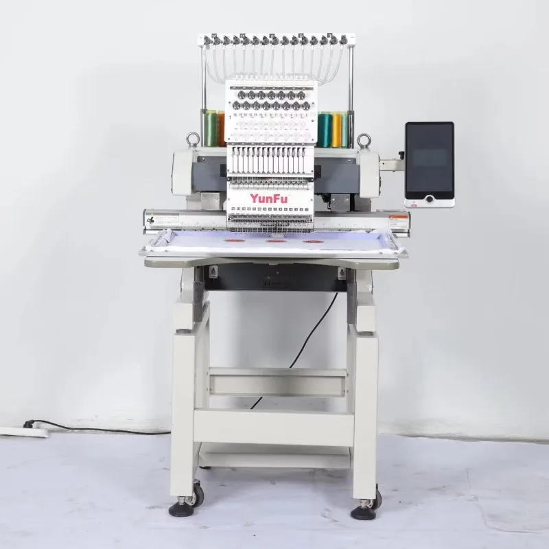 15 Needle Single Head Computerized Embroidery Machine for Custom Garment Flat Fabric and Hat Pattern Embroidery
