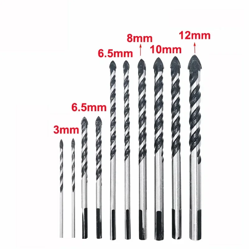 10Pcs Multi-Functional Extended Glass Drill Bit Triangle  Bits for Ceramic Tile Concrete  Marble