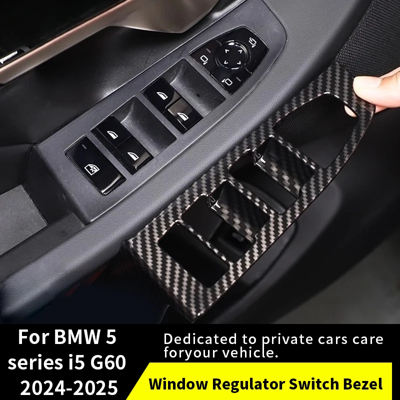 

Car Window Lift Switch Cover Trim Decoration Window lift frame inner door bowl Stickers For BMW 5 Series G60 i5 2024 Accessories