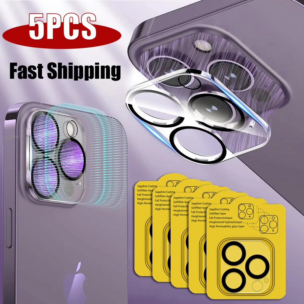 

5PCS Rear Len Screen Protectors Back Camera Tempered Glass For iPhone 16 15 14 13 12 11 Pro Max Plus Camera Protective Glass