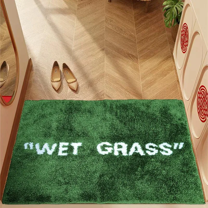 VIKAMA Artificial Grass Rug Fake Grass Doormat Fluffy Green Carpet Soft Plush Mat Indoor Outdoor Living Room Bedside Floor Decor
