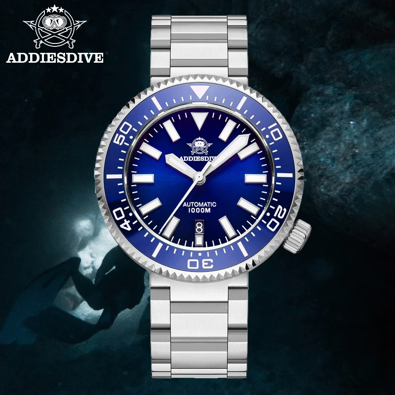 ADDIESDIVE Luminous Diving Watch Sapphire Glass 1000m Waterproof Automatic Mechanical Watches Ceramic Bezel Steel Wristwatches
