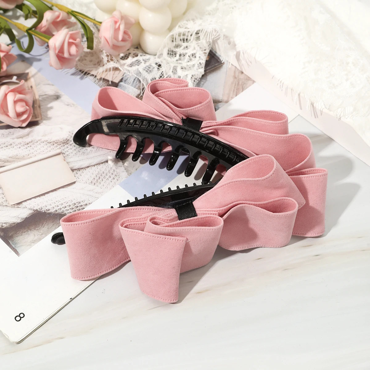 AWAYTR 1 шт., модная заколка-банан с бантом, корейская элегантная заколка для волос, заколка для волос, милые заколки для девочек с хвостиком, головные уборы