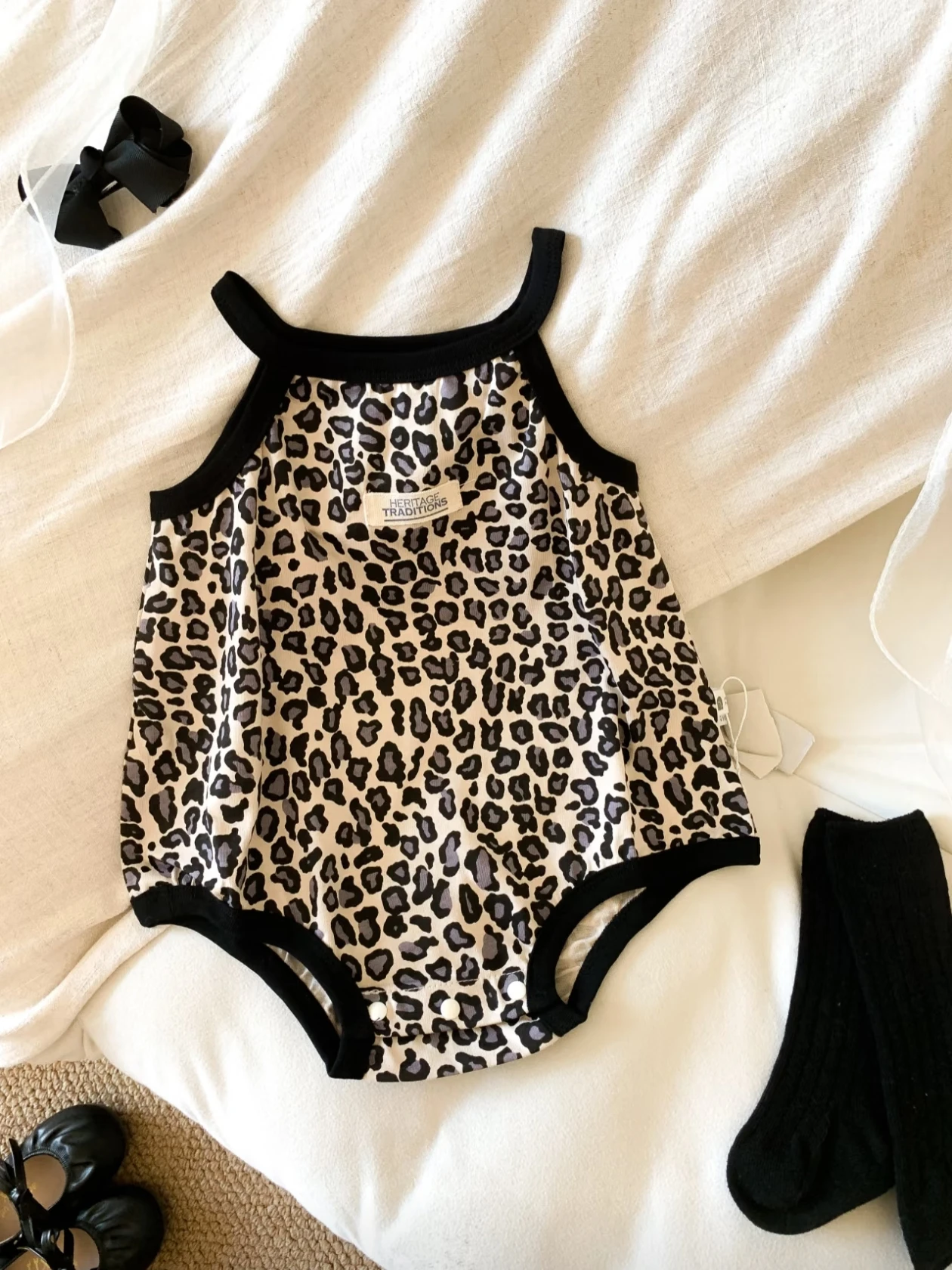 

Summer Thin Baby Rer Suit Newborn Leopard Print Bot Covering Clothes Strapl Svel e Cotton Low Waist