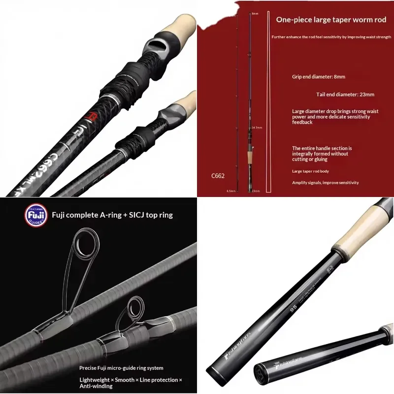 Kenaier Wholesale Custom Carbon Fiber 1.98m 124g FAST Action Spinning Fishing Rod for Bass Lake Reservoir Anglers