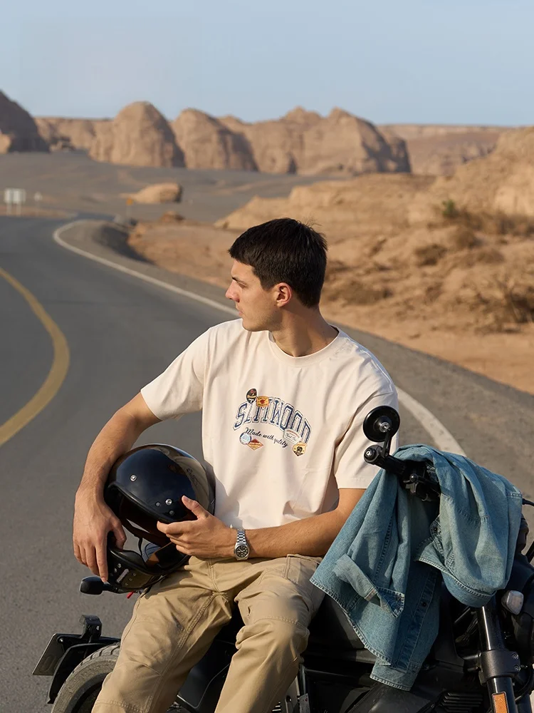 

Мужская футболка SIMWOOD Loose Fit с коротким рукавом, влагоотводящая, Coolmax, с принтом, повседневная, из смесового хлопка и полиэстера, летняя.