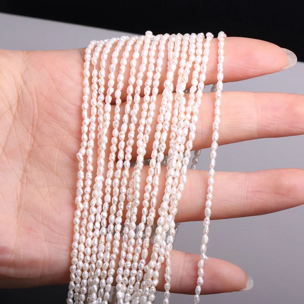 Natural Freshwater Pearl Beaded High Quality Rice Shape Punch Loose Beads for Make Jewelry DIY Bracelet Necklace Accessories