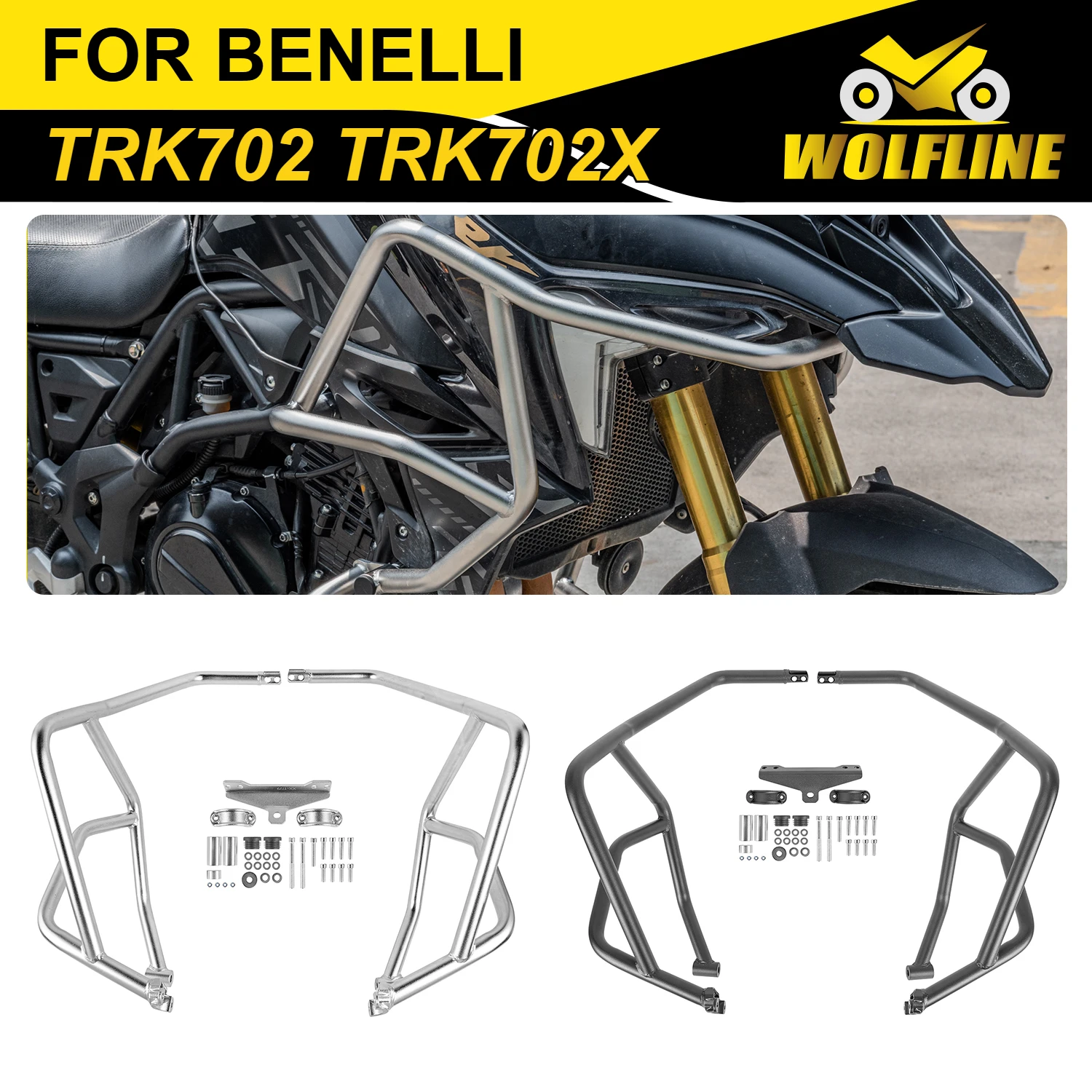 

Wolf Line for Benelli TRK702 TRK702X 2022 2023 Engine Guard Highway Crash Bar Motorcycle Frame Protection Upper Bumper