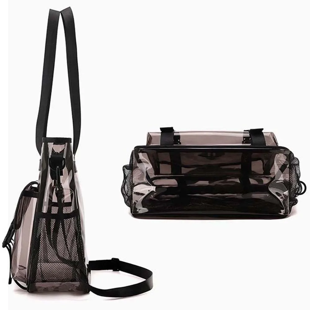 Candy Color Transparent Beach Handbag Multi-pockets Large Capacity Crossbody Jelly Bag Swimming Tote Dry-wet Separation