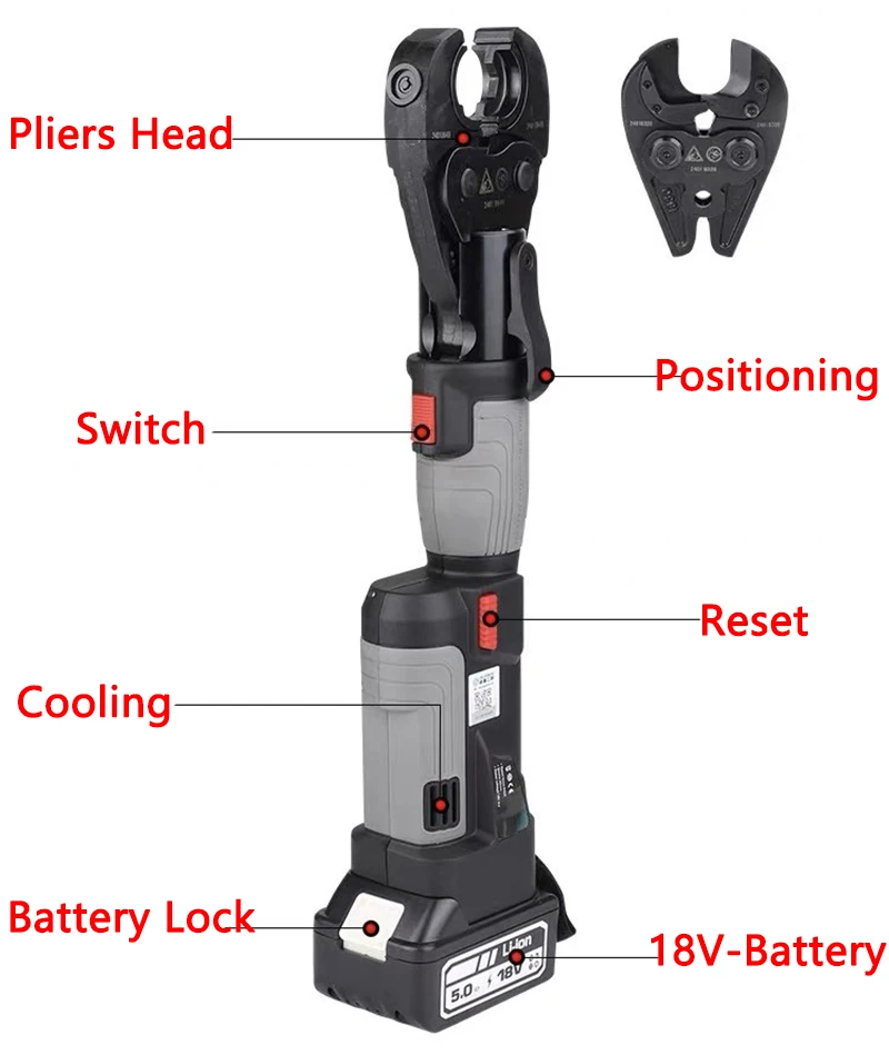 Multi-Functional Hydraulic Pliers PZ-2430C Portable Electric Cable Cutting Pliers/Copper-Aluminum Terminal Crimping Pliers