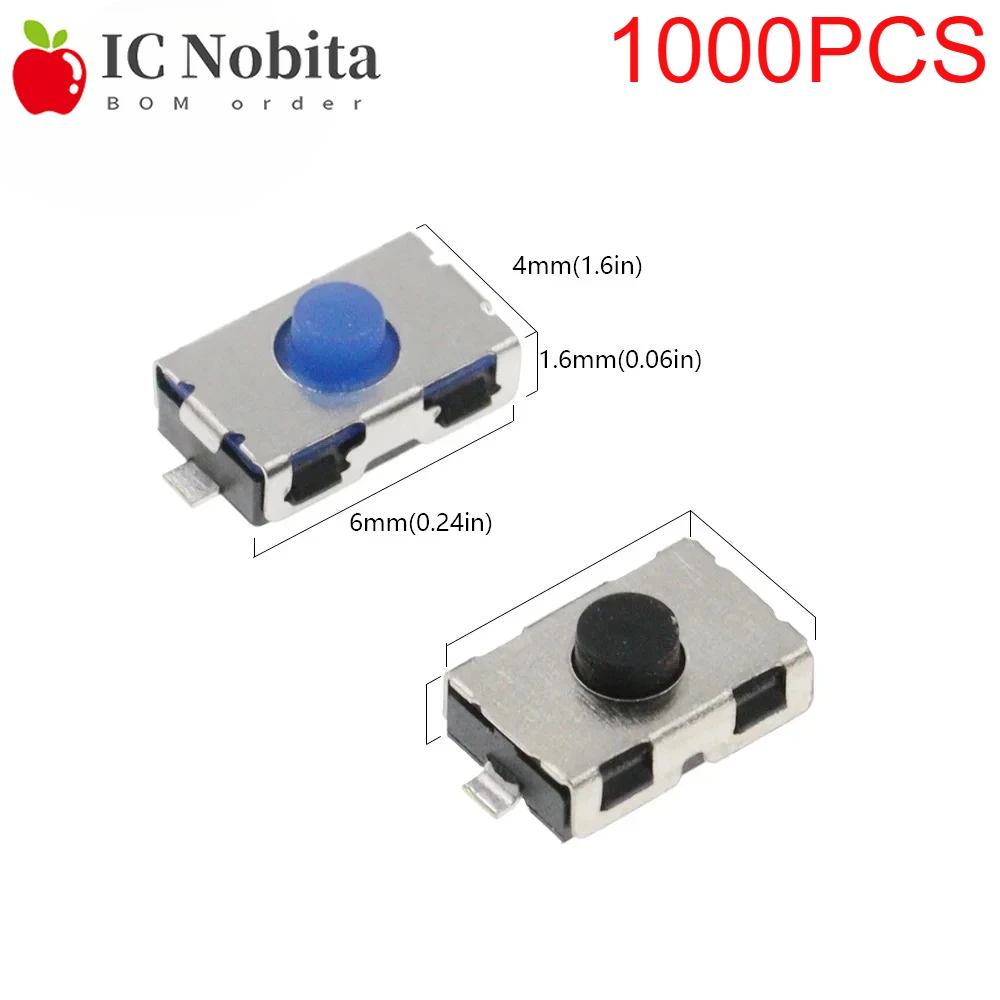 1000PCS 3x6x2.5mm SMD Micro Switch Normally Closed Tactile Push Button Switches 3x6mm Touch Switch for PCB Silicone Keypad