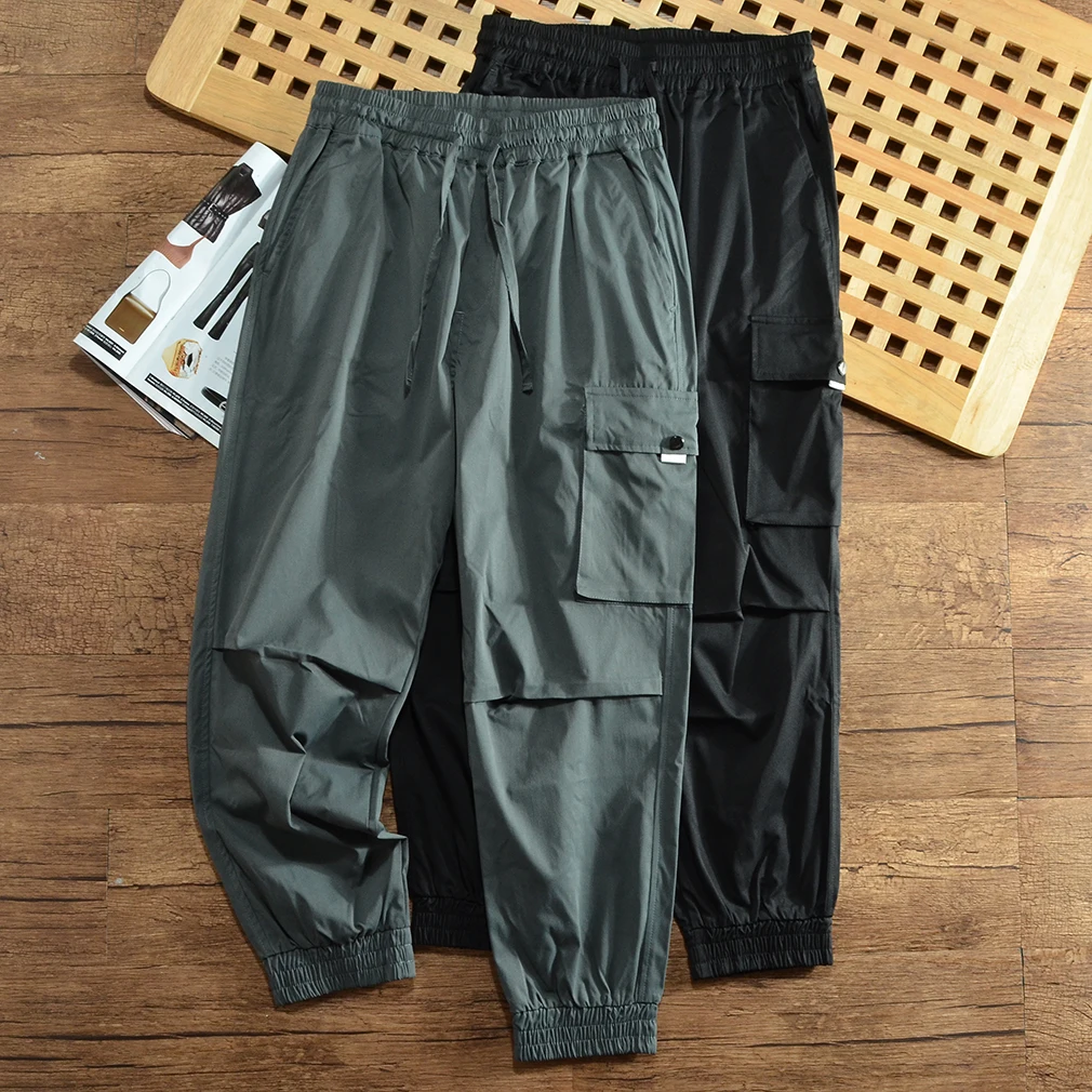 

Мужские повседневные уличные брюки из быстросохнущего дышащего полиэстера свободного кроя с манжетами для работы и отдыха