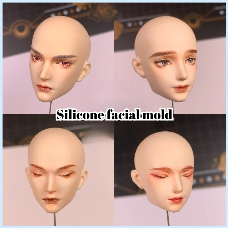Molde de cabeza de tamaño mediano con proporción directa estilo persona real, molde de silicona para arcilla ultraligera, cerámica suave, cabeza de muñeca para manualidades.