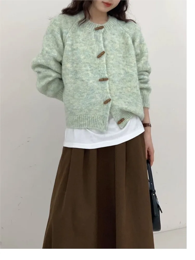 MsChuh Autumn Pulls Femmes Sweater Cardigans Solid Color Outerwears All-match Loose Simple Style Comfortable Casual Temperament