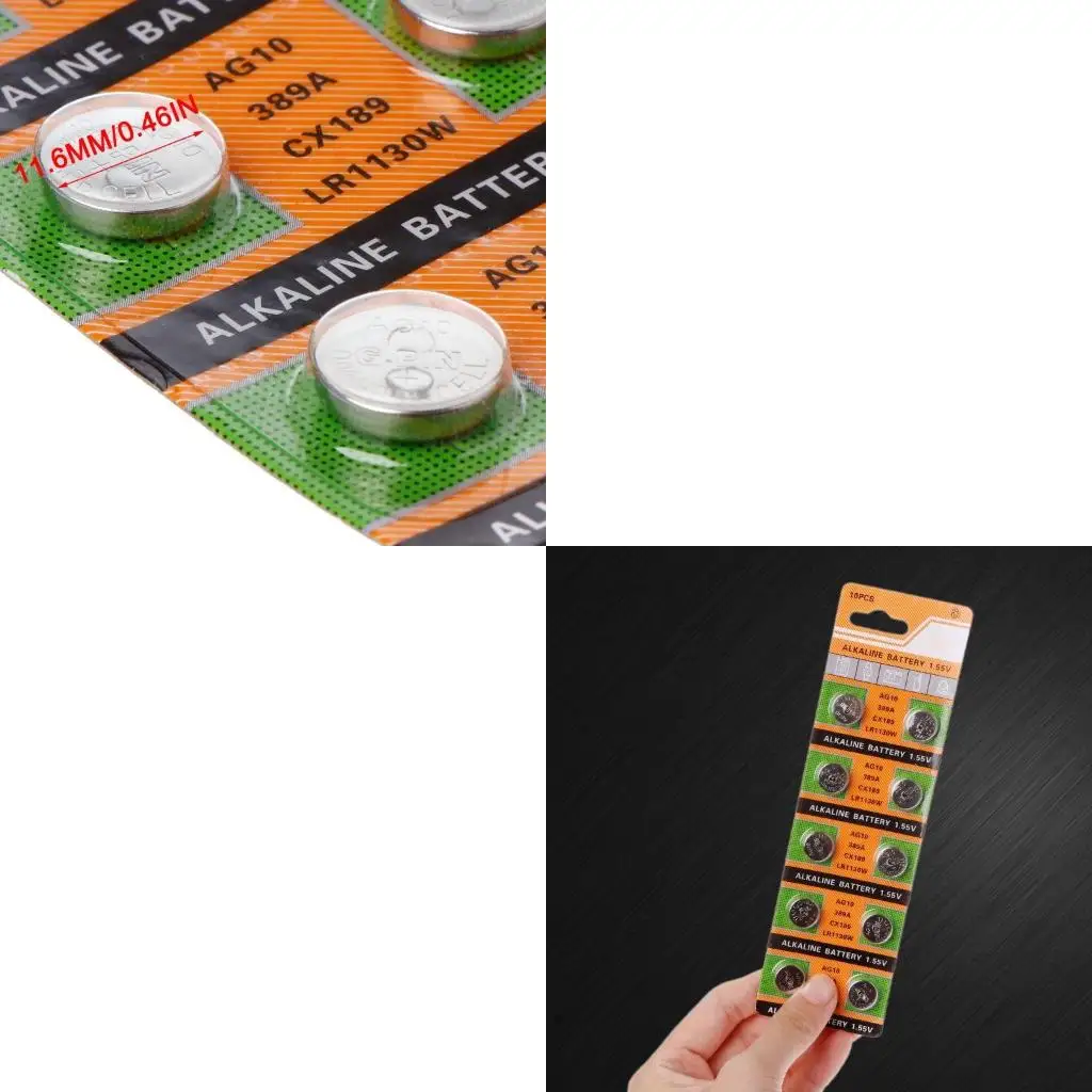 10Pieces 1.55 Non Rechargeable Round Button Batteries Cell LR1130 Batteries for Watches Clocks Electronic Devices