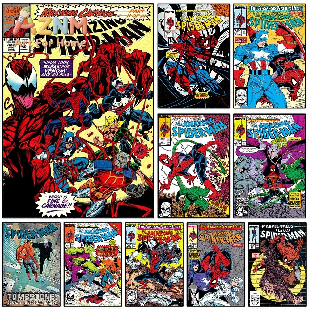 Spider Man Maximum Carnage Venom Vintage Comic Canvas Wall Art Unframed Canvas Print Superhero Poster Home Decor Gift For Fans