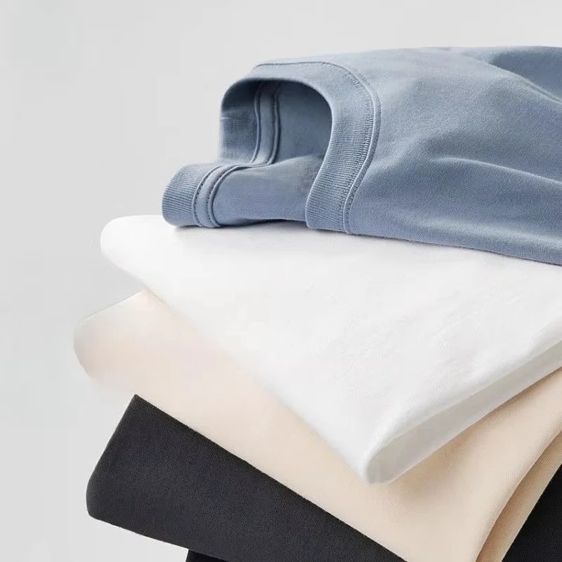 

25 Summer New Unisex Fixed Solid Color Personalized Men's Harajuku Solid Color Fashion Casual Clothing Pure Cotton T-shirt