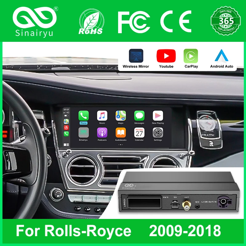 

Sinairyu Wireless Apple Carplay For Rolls Royce Dawn Cullinan Wraith Ghost Phantom CIC NBT EVO 2009 2018 Android Auto Module Box