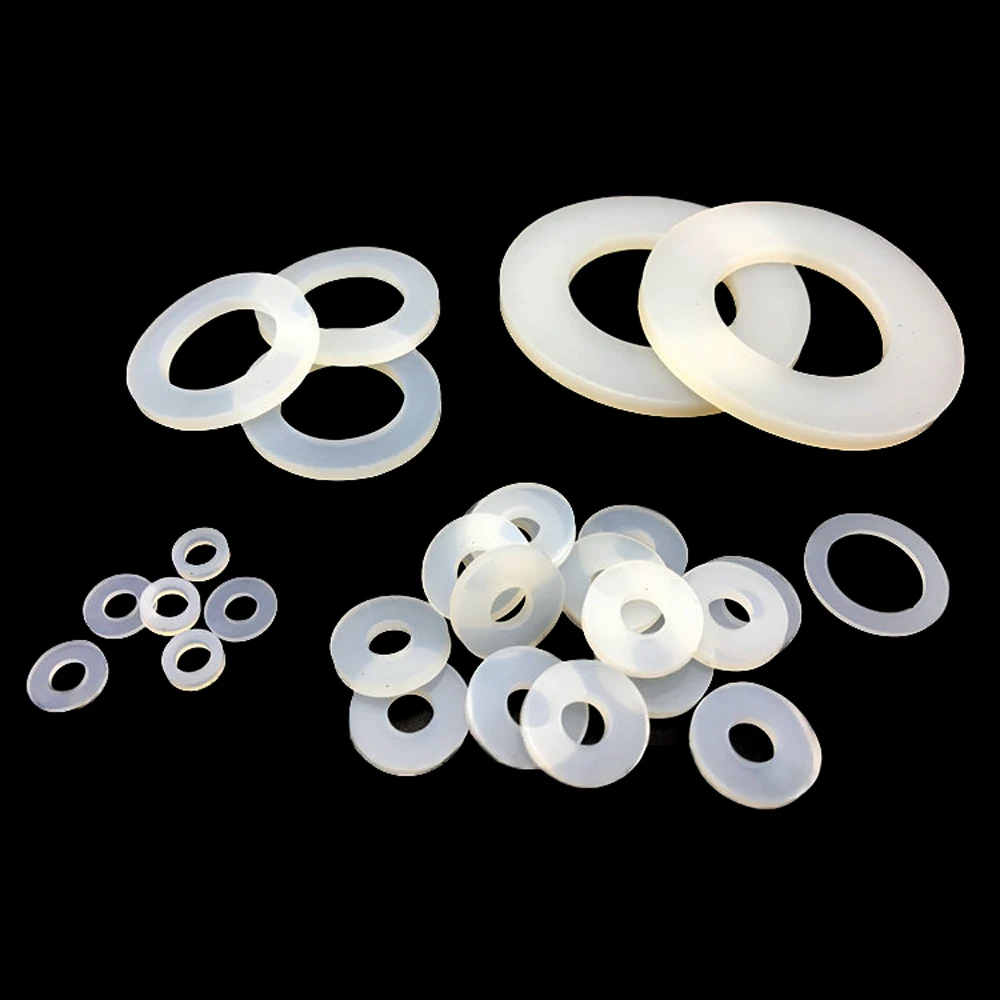 10pcs Silicone Rubber Flat Gaskets Outer Dia 5-40mm Food Grade Silicon O Rings Seal Washers Plumbing Faucet Washer Sealing Ring