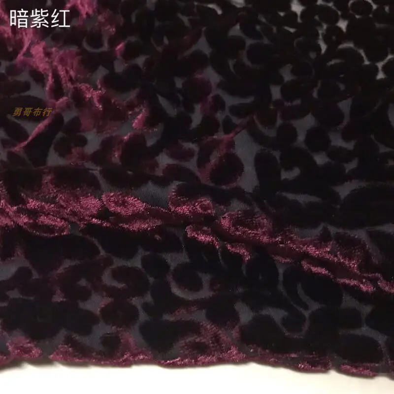 Dark Purple Hollow Real Velvet Fabric Silk Bottom Cotton Velvet See-through Cool Summer Coat and Dress Fashion Cloth