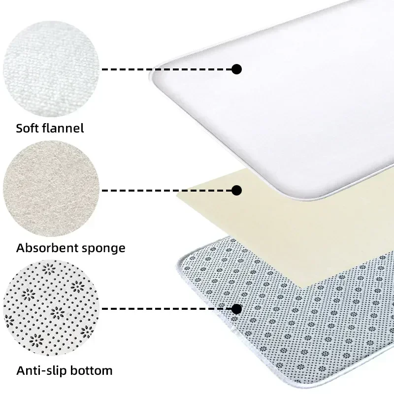 Summer Floral Pattern Bathroom Anti Slip Mat, Entrance Door Mat, Shower Room Small Carpet, Toilet Water Absorbing Foot Mat view 5