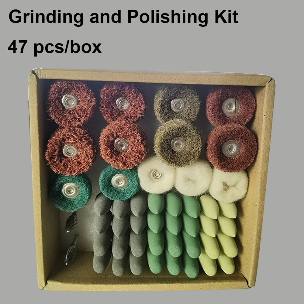 JNSUR 47Pcs Grinding Polishing Kit Dental laboratory Tecnician Silicone Polisher Acrylic Resin Dentistry Material Dental Tool