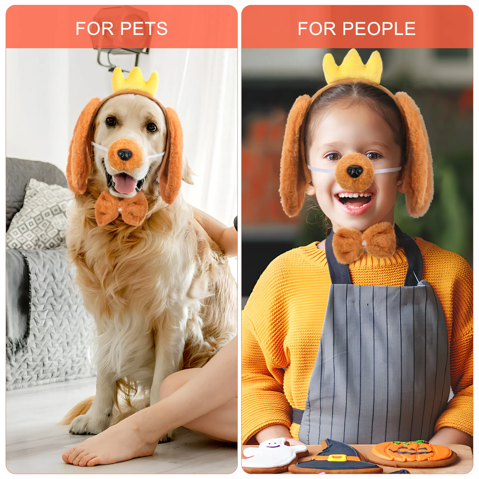 1Set Dog Costume Accessories Adjustable Headband Tail Prop Paw Gloves Realistic Dog Ears Cosplay Party Photo Booth Props