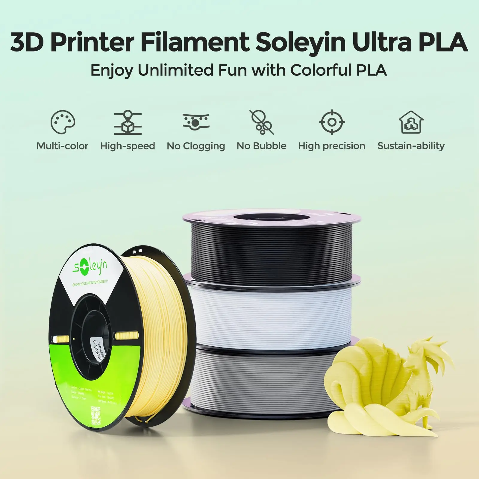 

Creality Soleyin Ultra PLA 3D Printer Filament 1.75mm 10 Rolls 1KG 3D Printing Consumables Matte Good Toughness Free Shipping
