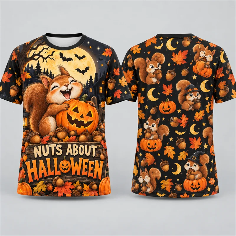 Cute Halloween Animal 3D Print T Shirt Men Women Pig Squirrel Capybara Otter Rabbit Fox Sloth Axolotl Short Sleeve Party Tees