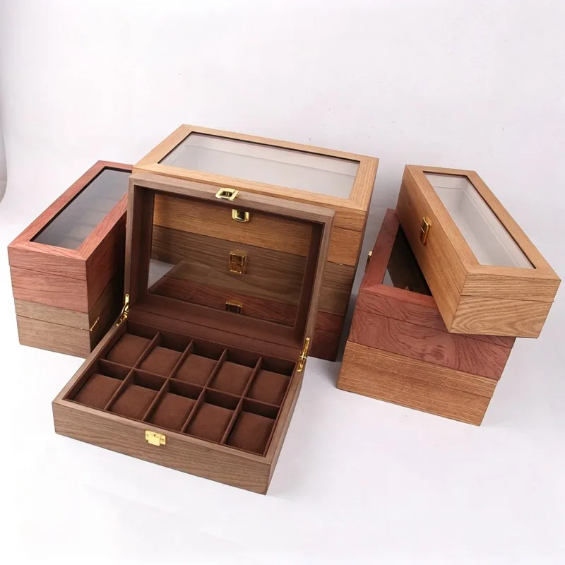 Suitable for 2 3 6-digit watch box retro wooden watch storage box display wooden box
