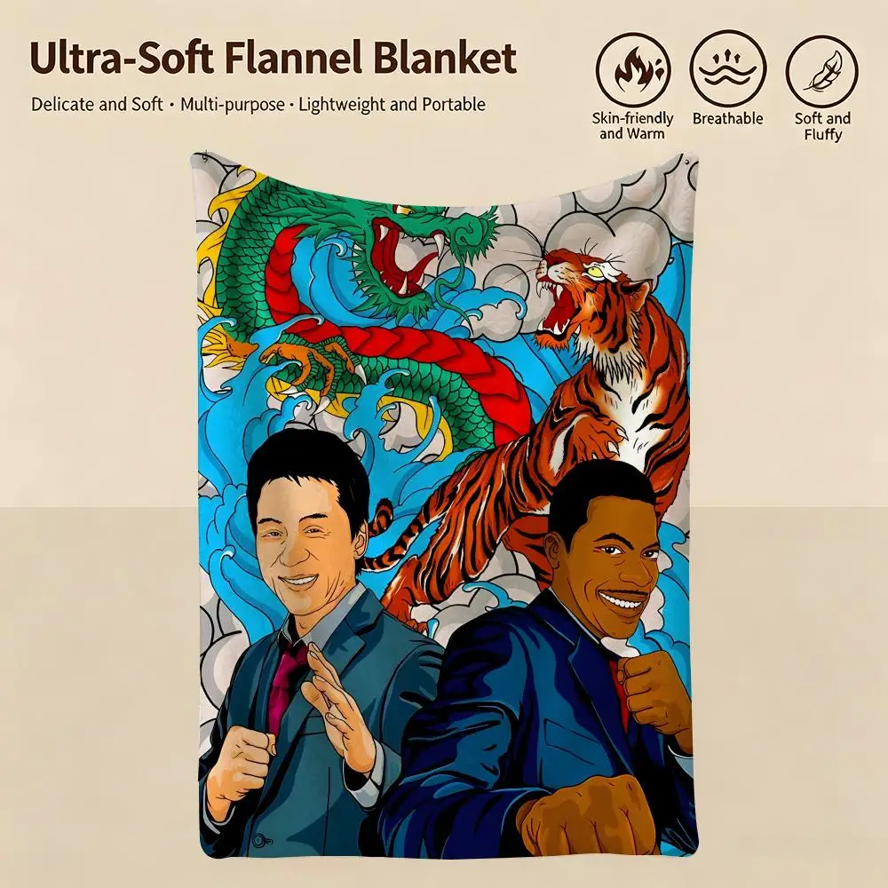 celebrity J-Jackie Chan-N Throw Warm Soft Flannel Blanket, Multi-use for Sofa Bed Camping Travel Nap