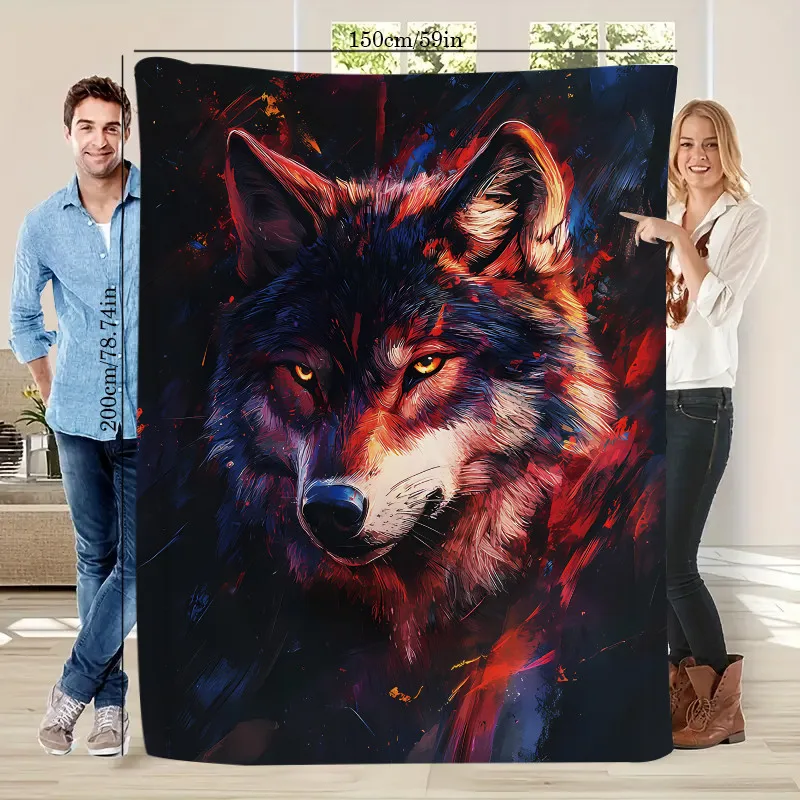 

Одеяло с принтом волка — ежедневный плед из 2D-полиэстера