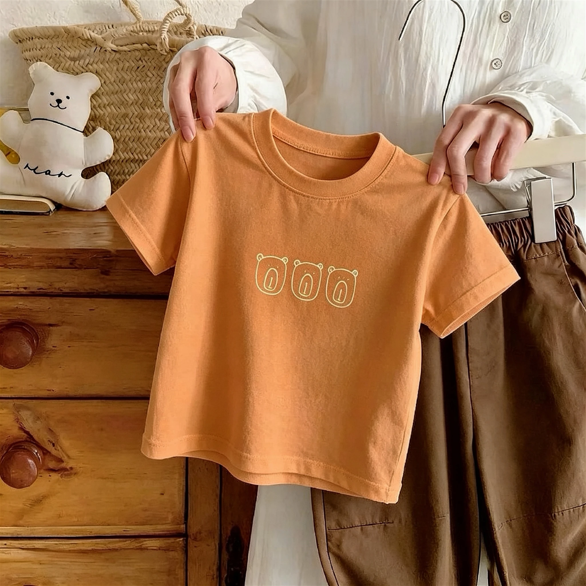 Girls Boys Summer T-shirt Tops Kids Clothing Popular Design Crewneck Tshirts Children Clothes Simple Casual Versatile T Shirts