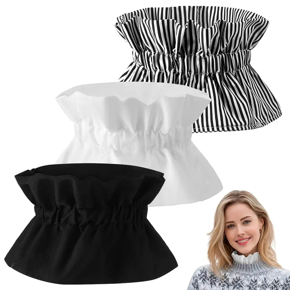 

Искусственный женский воротник с рюшами, съемный аксессуар, викторианский шифоновый воротник для женщин