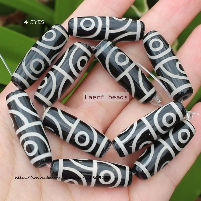 1Piece , Natural Black /Green Agate Around 10x30mm Ancient Tibet Dzi Agate Beads, For DIY Jewelry Making !