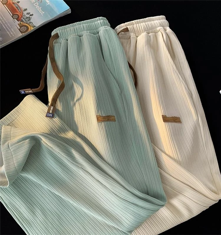 

Ice Silk Men's Summer Thin Straight Leg Loose Fit Casual Long Pants Trendy Spor Lightweight Breathable Comfortable