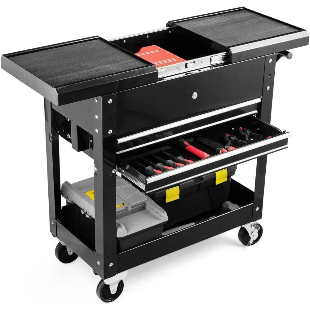 

Portable Lockable Tool Chest with Storage Drawers and Wheels for Mechanics in Black