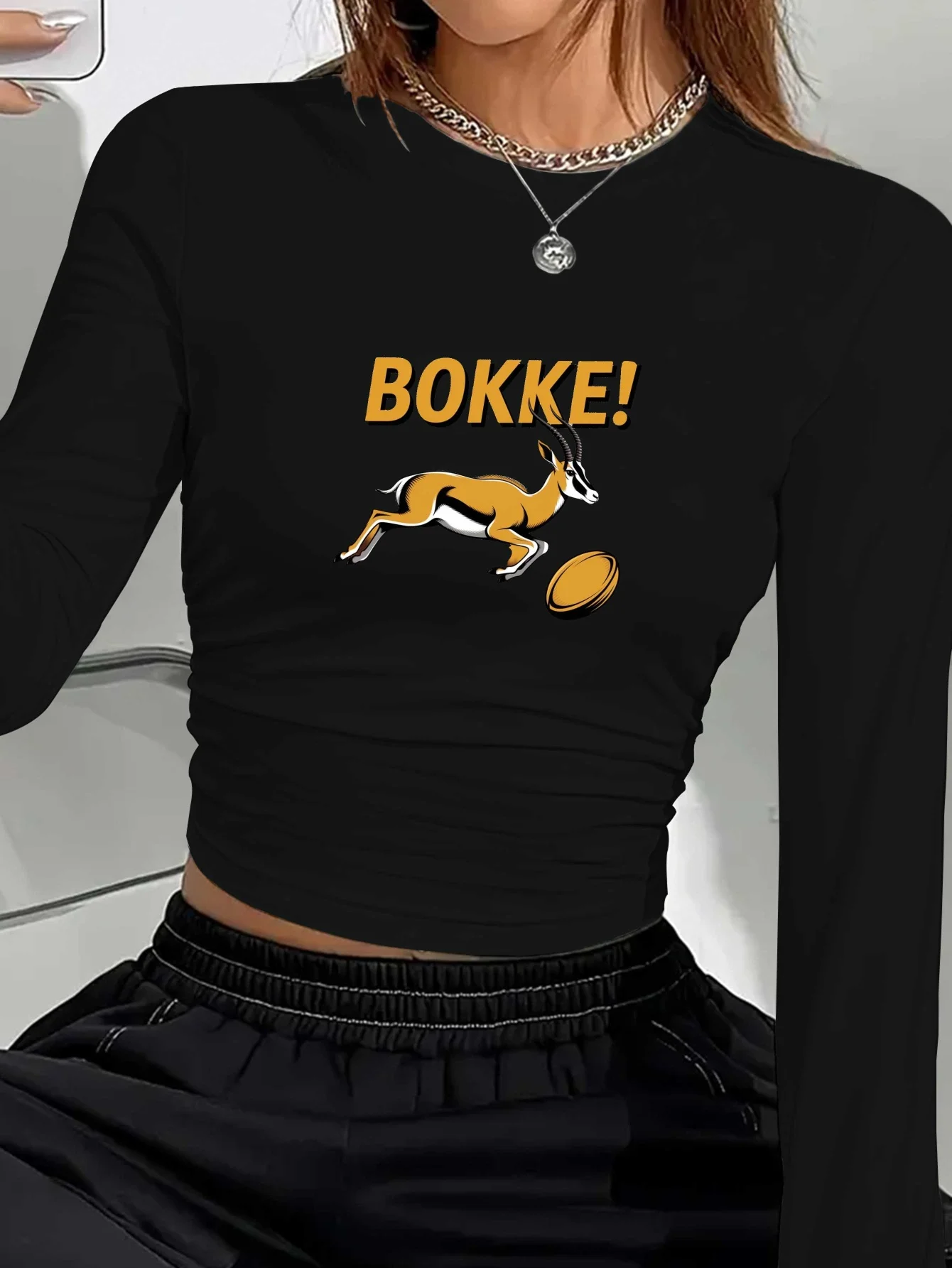 

Женские повседневные топы с длинными рукавами Boks Rugby Springbok Pride, женский модный повседневный топ с длинными рукавами и круглым вырезом с графикой