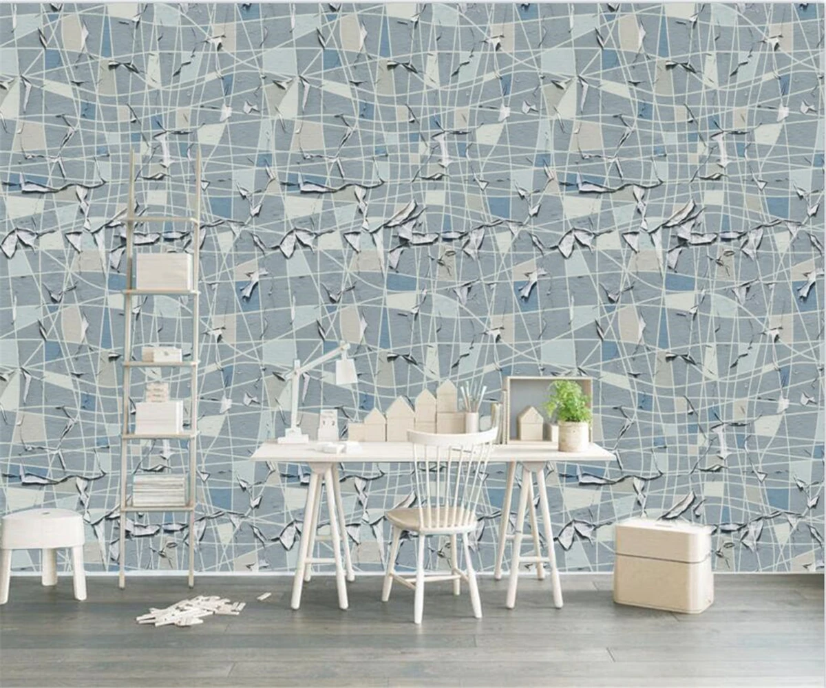 Customized Size Mural Modern Geometric Square Line Wallpaper Home Decoration Mosaic Art Decoration Painting 3d wallpaper