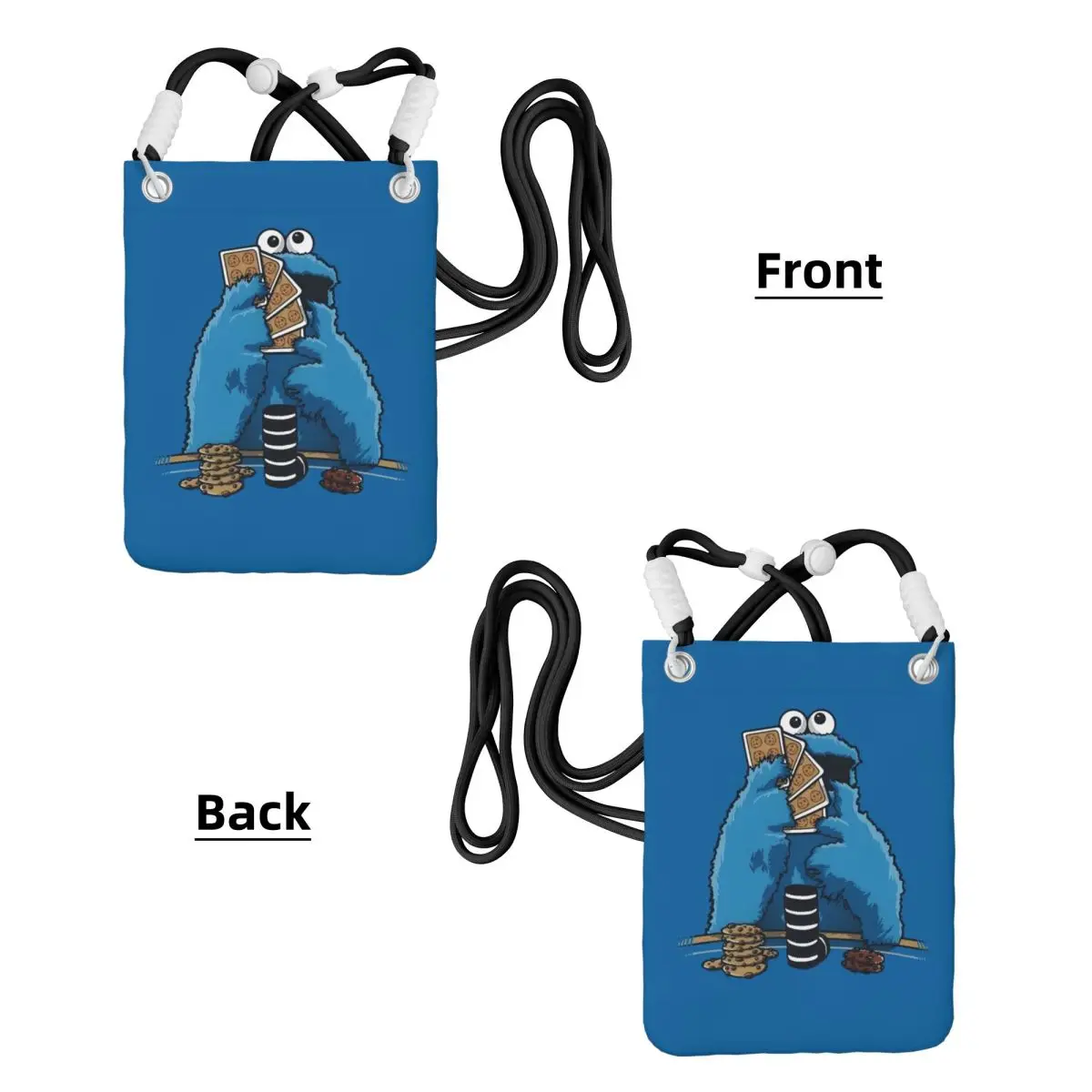 مخصص كوكي مونستر محفظة الهاتف الذكي مع حزام الأطفال التلفزيون حقيبة كروسبودي الرجال النساء السفر المشي لمسافات طويلة حقيبة الهاتف المحمول #2